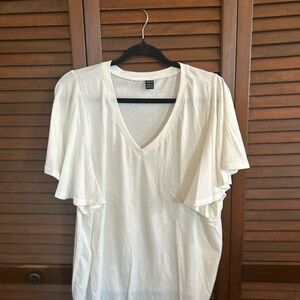 White V-Neck Women's Top